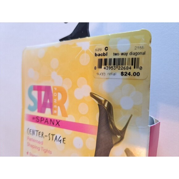 Spanx Star Power Center-Stage Two-Way Diag Patterned Shaping Tights Black Size C - Picture 5 of 5